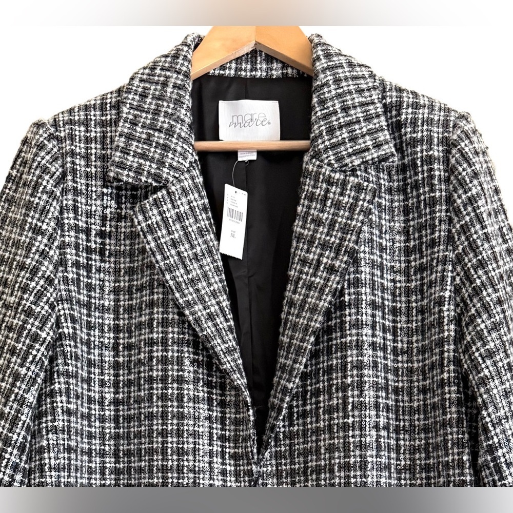 Anthropologie Black and White Tweed Coat - Picture 4 of 12